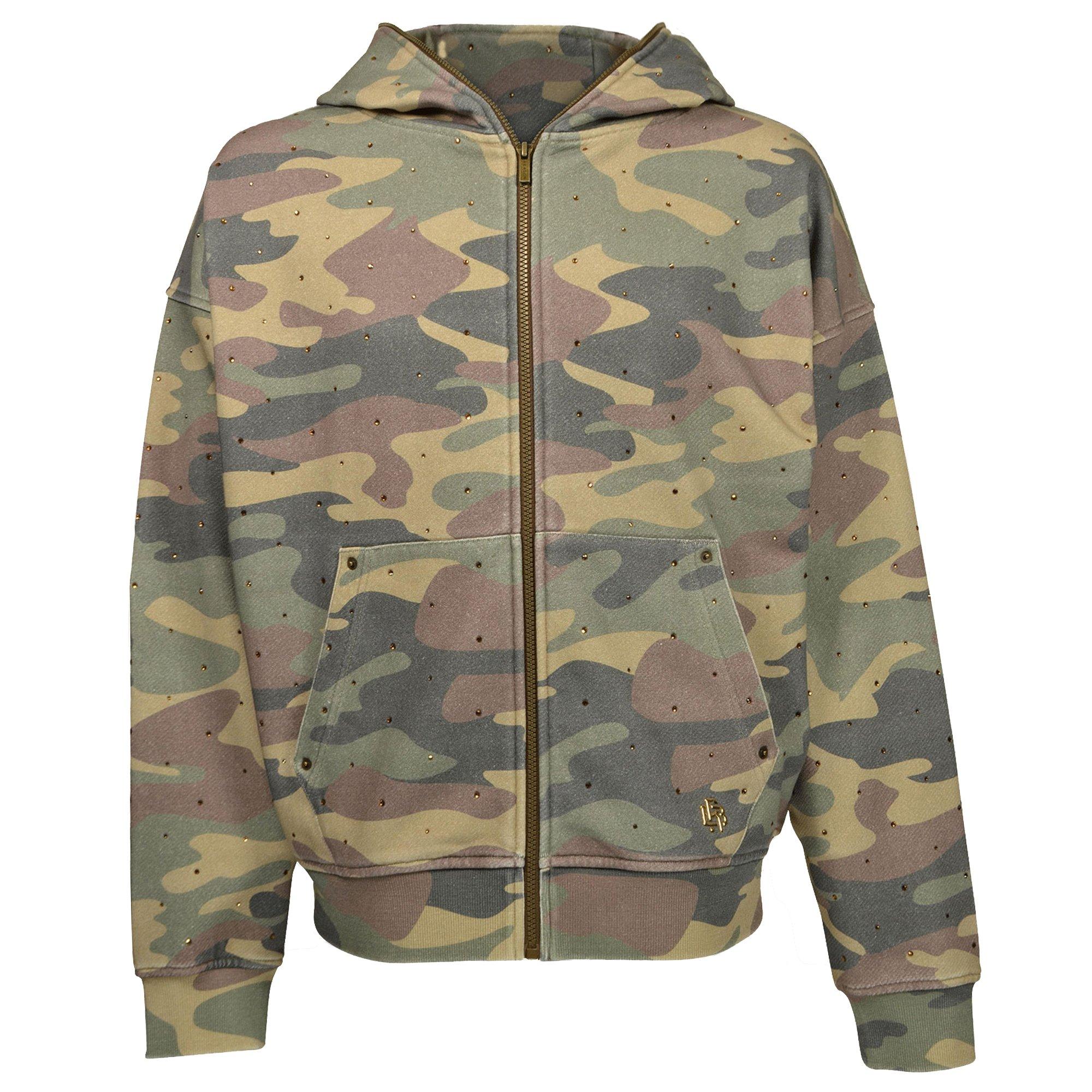 WASHED RHINESTONE HOOD CAMO - CAMOUFLAGE